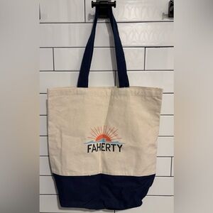Faherty Two Canvas Tote Bags with Sun Logo - Natural & Navy